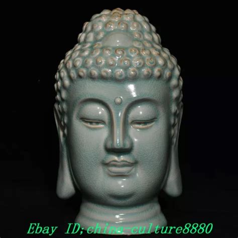 10 TÊTE DE Bouddha Shakyamuni en porcelaine du four de la dynastie