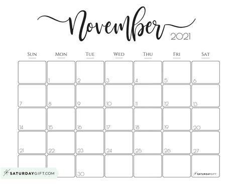 Blank Horizontal November Calendar Best Calendar Example