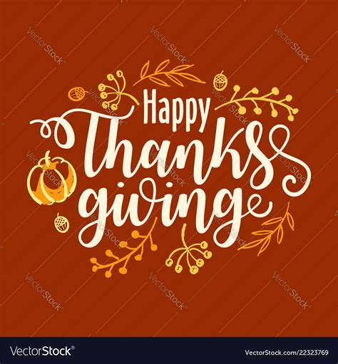 Hand Drawn Happy Thanksgiving Typography Banner Vector Image