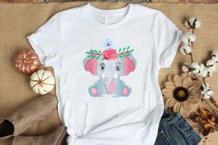 Watercolor Floral Baby Elephant Vector Graphic By ML Design Creative