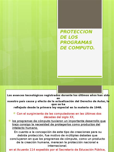 Proteccion De Los Programas De Computo Autor Software