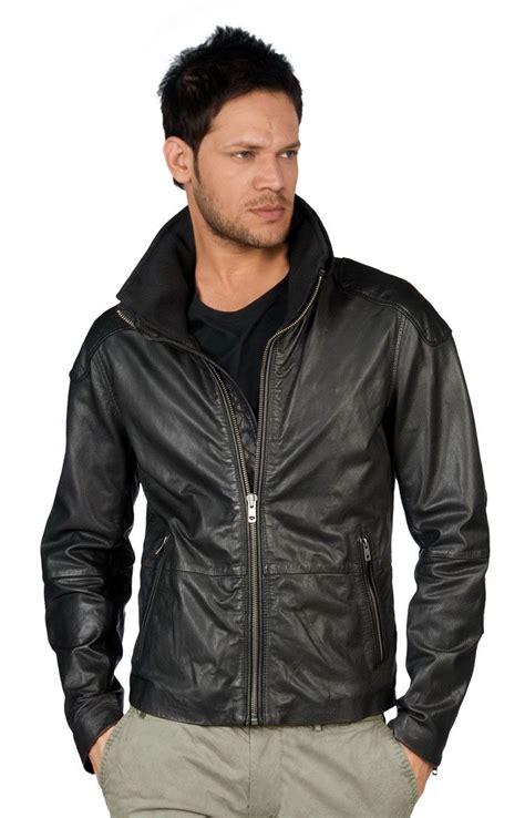 Buy punk style front zip mens leather jacket | Men's leather jacket ...