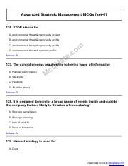 Comprehensive Set Of Advanced Strategic Management Mcqs With Course Hero