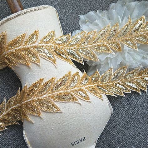 Colors Beading Sequin D Long Leaf Lace Applique Etsy In