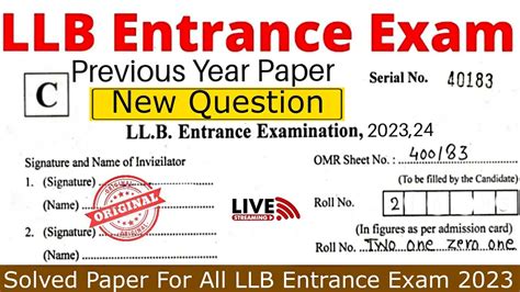 LLB Entrance Exam Paper 2023 LLB Entrance Exam Previous Year Paper