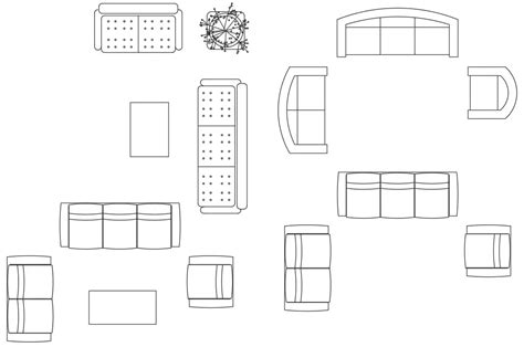 furniture cad blocks  sofa top view drawing cushion dwg cad