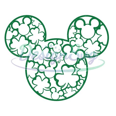 Saint Patrick Day Mickey Head Green Clover Svg Designsvg