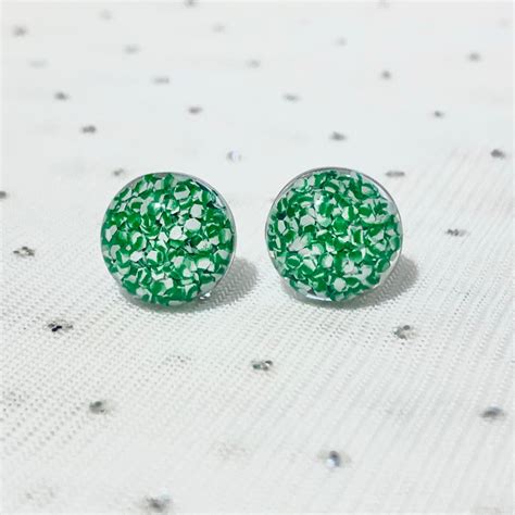 Green Stud Earrings Unique Earrings Fun Earrings St. - Etsy