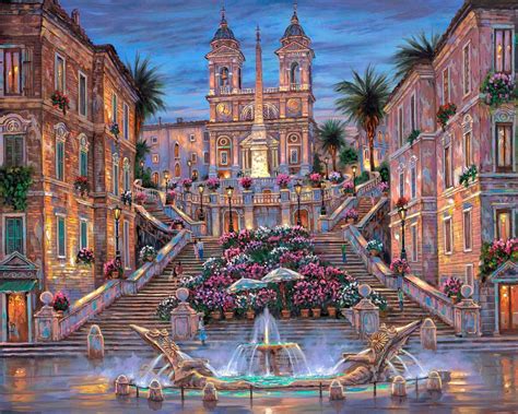 2018 The Spanish Steps HD Art Print Original Oil Painting On Canvas ...