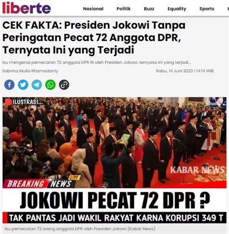 Cek Fakta SALAH Jokowi Pecat 72 Anggota DPR Yang Terlibat Kasus