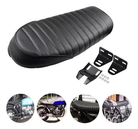 Asiento Plano Universal Moto Cafe Racer Scrambler Negro Env O Gratis