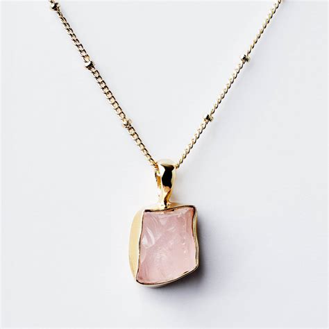 Raw Rose Quartz Necklace Loving Compassion