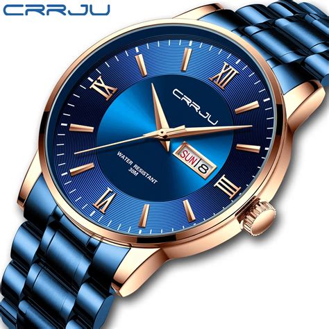 CRRJU Reloj Ejecutivo De Lujo Para Hombre Cron Grafo De Cuarzo De Acero