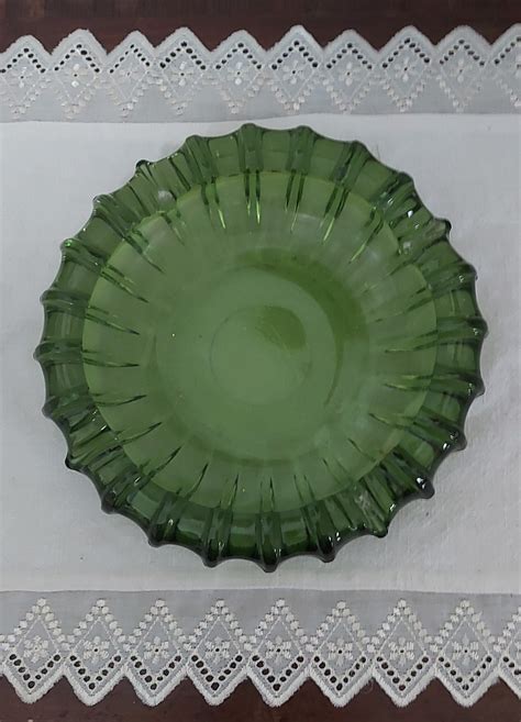 Fostoria Green Art Glass Ashtray Etsy