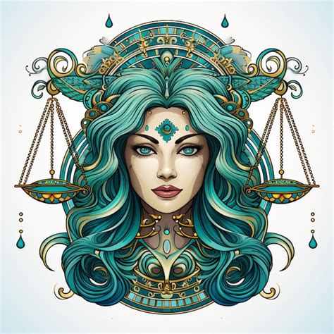 Premium Photo Zodiac Sign Libra With Beautiful Woman Face And Libra