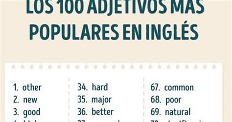 Los 100 Adjetivos Más Populares En Inglés