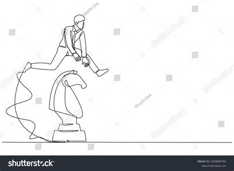 Single Continuous Line Drawing Businessman Jumping Stock Vector