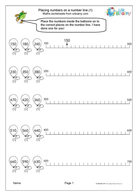 Printable Number Lines Worksheet