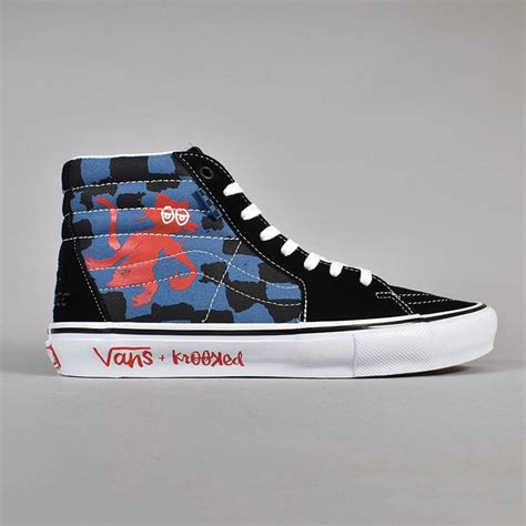 Vans Skate Sk Hi Skate Shoes Krooked By Natas For Ray Black Blue