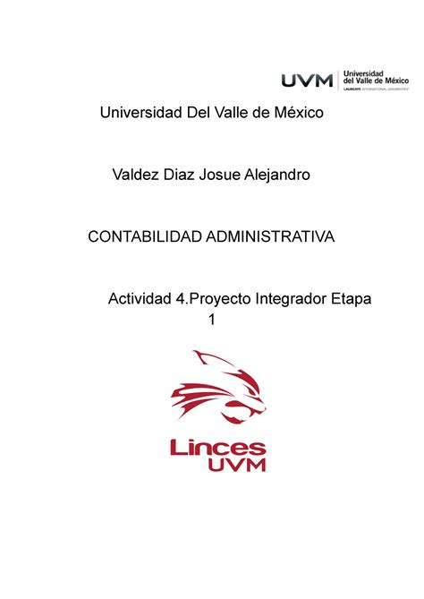 A4 VDJA Actividad 4 Contabilidad Administrativa Universidad Del