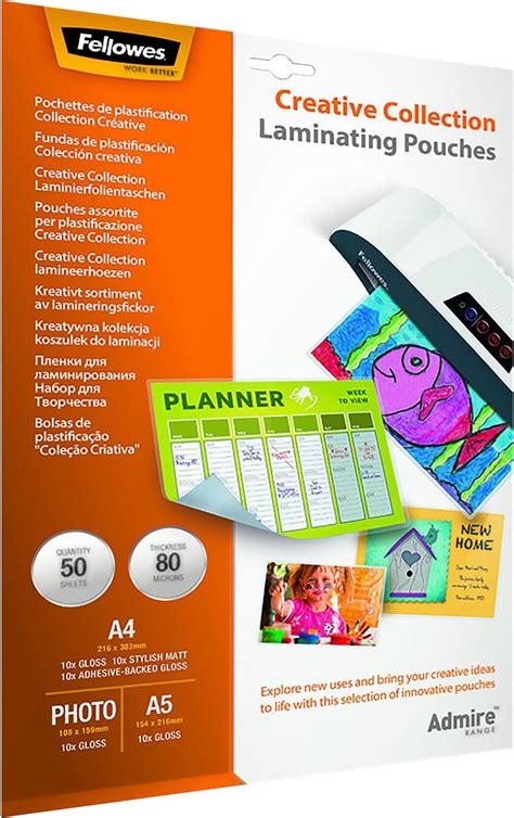 Fellowes Admire Creative Collection Laminating Pouches A4 Pris