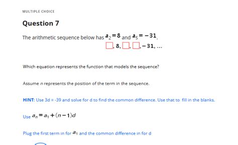 Answered Question 7 The Arithmetic Sequence… Bartleby