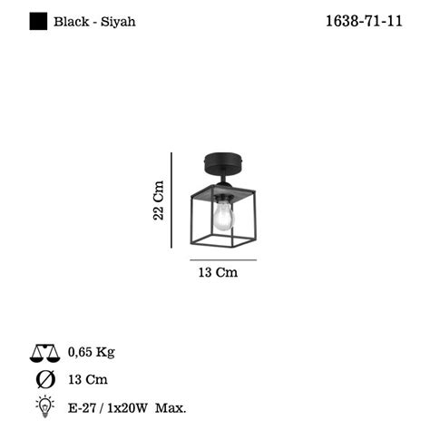 Pojedyncza Plafon Lampa Sufitowa Czarna 13cm Lucea ARAMO 1638 71 11