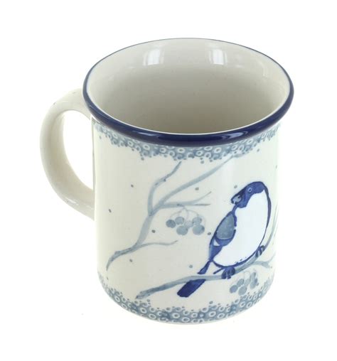 Blue Rose Polish Pottery Bluebird Small Coffee Mug