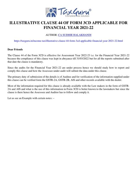 Ppt Illustrative Clause Of Form Cd Applicable For Financial Year