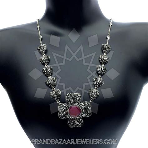 Customize Buy Sterling Silver Statement Necklace Ruby Dyed