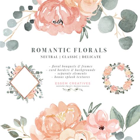 Peach Watercolor Floral Background Clip Art Library