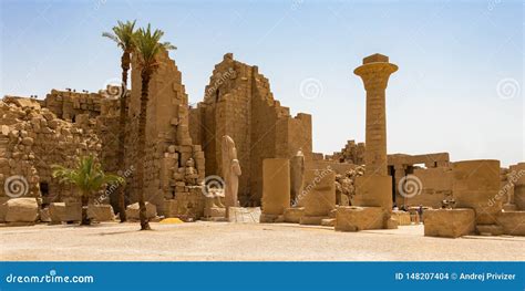 The Amun Temple Complex In Luxor, The Main Entrance With Tourists ...