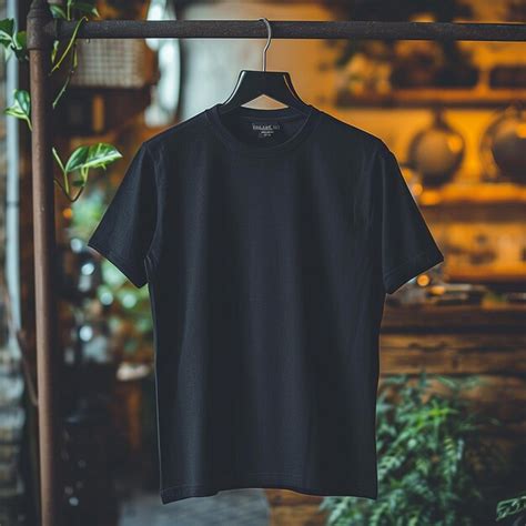 A Black Shirt Hanging On A Hanger With A Black Shirt Hanging On A Rack