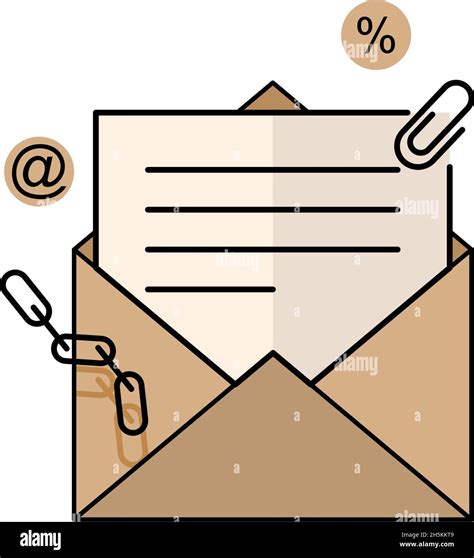 Open Envelope With A Clipped Document Official Letter Flat Style