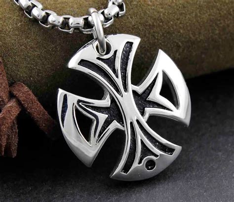 New Stainless Steel Iron Chopper Celtic Cross Pendant Necklace Men S