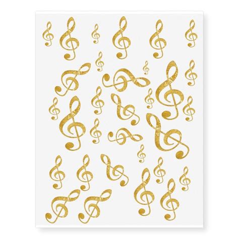 Music Gold Foil Look Treble Clef Temporary Tattoos Zazzle Temporary