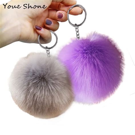 New Trinket Pompons Keychains Faux Rabbit Fur Keychain Fluffy Key