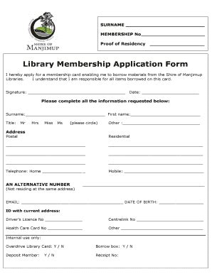 Library Card Application Form Template Pdffiller