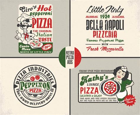 Pizza Vintage Advertising Posters Vector Art & Graphics | freevector.com