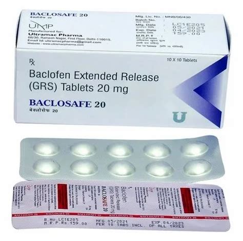 20mg Baclofen Extended Release Tablet At Rs 159stripe Baclofen