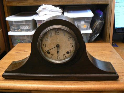 Antique 1920s Ansonia Mantel Clock B22 Dual Chime Strike Cherry Wood Glass Face 1849656584