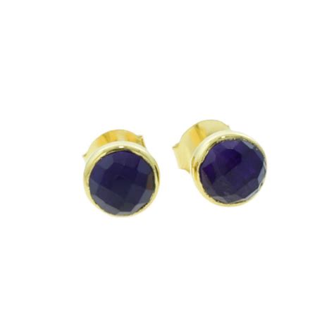 18k Gold Vermeil Amethyst Stud Earrings The Jewellery Warehouse