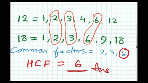 Highest Common Factor Table Method Elcho Table