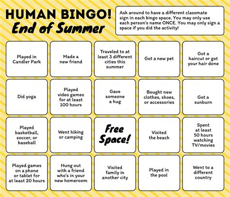 Human Bingo Template