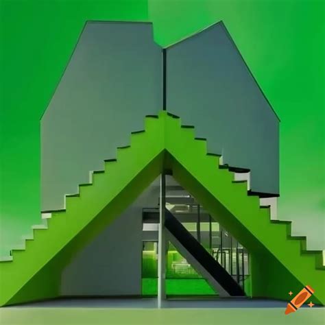 Green Cube Shaped Residences With Stairs On Craiyon