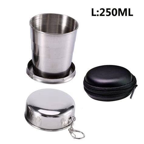 Stainless Steel Folding Cup Portable Ultralight Collapsible Travel Cup Outdoor Retractable