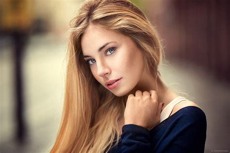 Women Face Blonde Depth Of Field Portrait HD Wallpaper