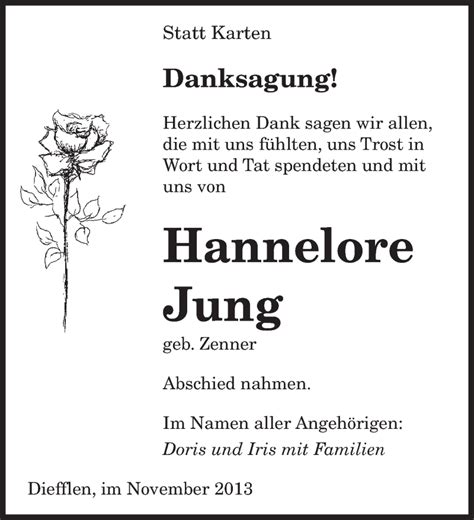 Traueranzeigen Von Hannelore Jung Saarbruecker Zeitung Trauer De