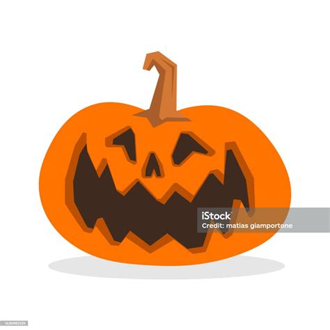 Halloween Carved Pumpkin Vector Illustration Jack O Lantern Fun Character Stock Illustration