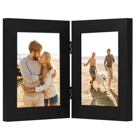 Americanflat 4x6 Hinged Picture Frame For 2 Photos Black